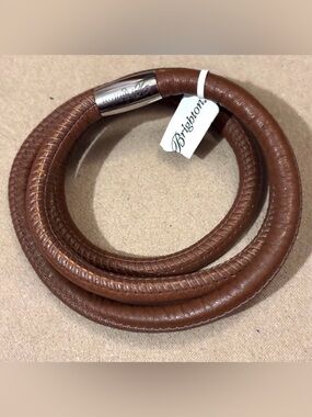 🆕 Brighton Triple Woodstock leather bracelet Brown Fits beads & charms
